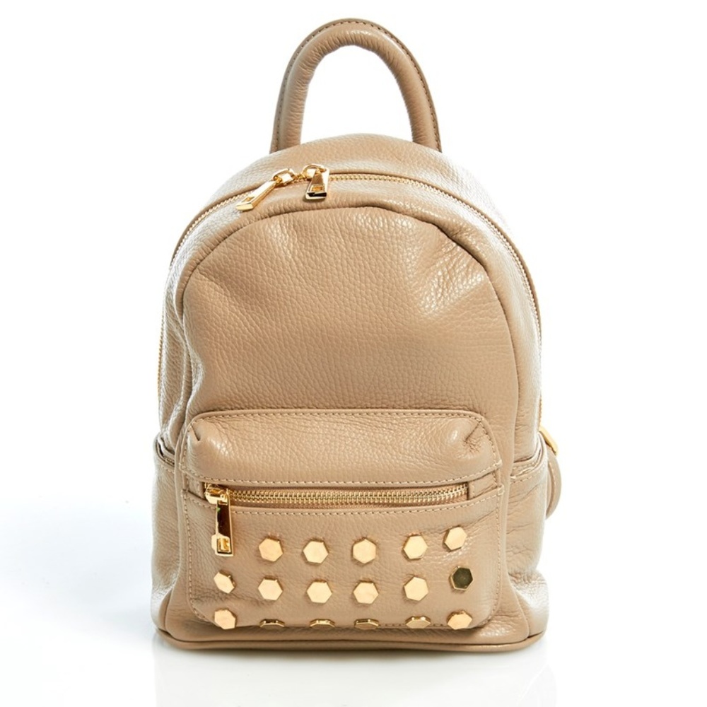 Andrea Cardone Mini Backpack/Purse Beige/Gold